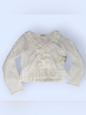 Francesca's White Lace Ruffle Cardigan